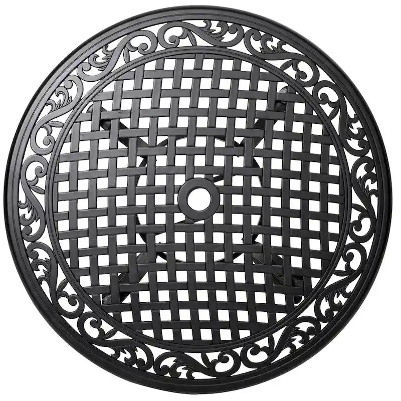 NUU GARDEN 35 Patio Cast Aluminum Dining Table with Umbrella Hole