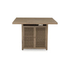Signature Design by Ashley Walton Bridge Driftwood Outdoor Bar Table with Fire Pit - 55.75 W x 55.75 D x 39.13 H