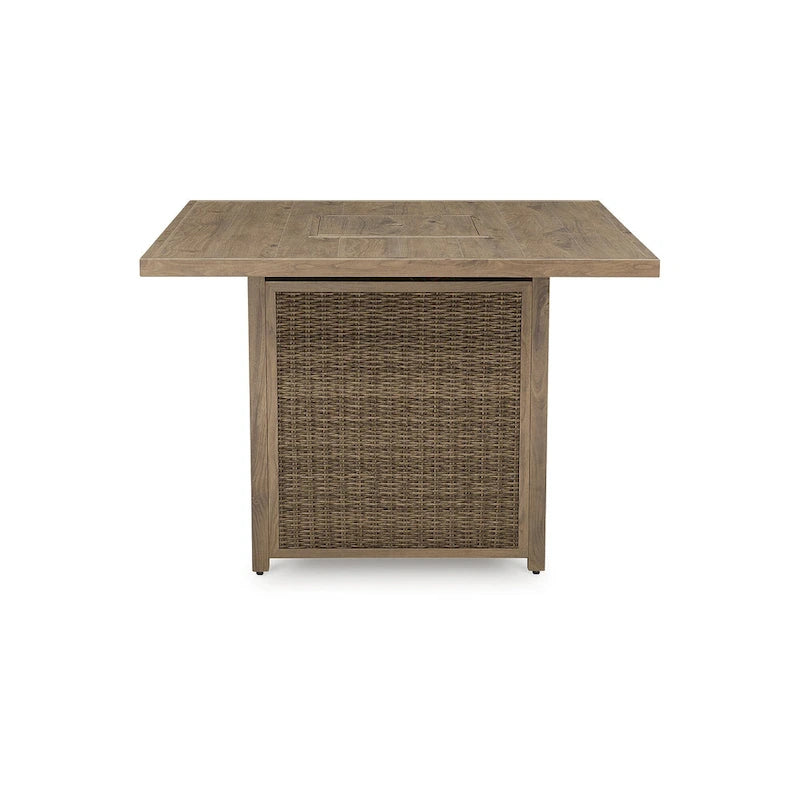 Signature Design by Ashley Walton Bridge Driftwood Outdoor Bar Table with Fire Pit - 55.75 W x 55.75 D x 39.13 H