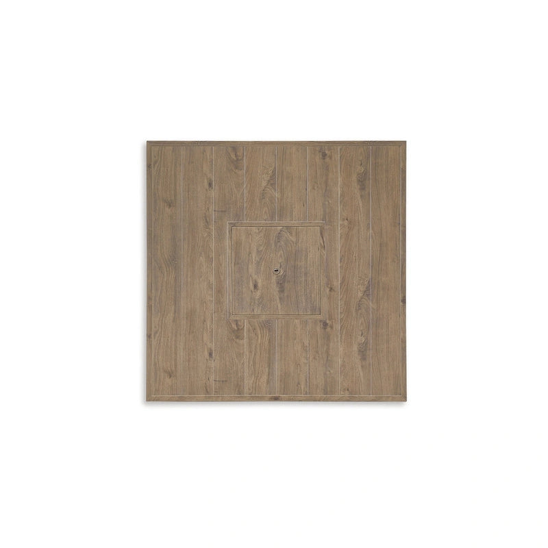 Signature Design by Ashley Walton Bridge Driftwood Outdoor Bar Table with Fire Pit - 55.75 W x 55.75 D x 39.13 H