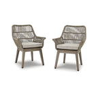 Signature Design by Ashley Beach Front Brown/Beige Outdoor Arm Chair Set With Cushions (Set of 2) - 28W x 27D x 35H