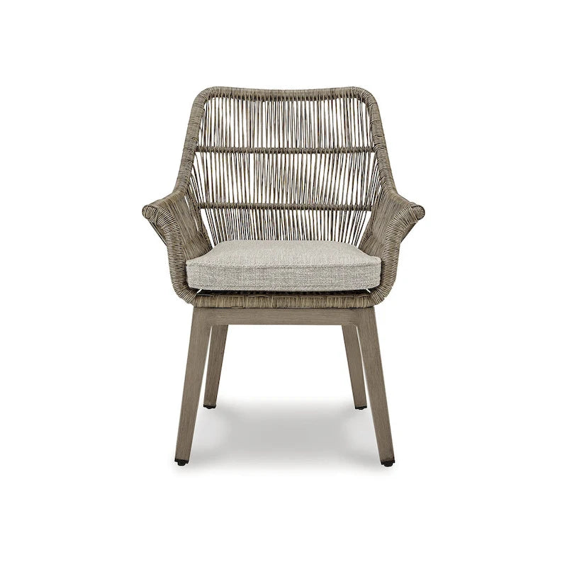 Signature Design by Ashley Beach Front Brown/Beige Outdoor Arm Chair Set With Cushions (Set of 2) - 28W x 27D x 35H