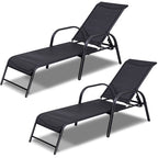 Set of 2 Outdoor Patio Lounge Chair Adjustable Chaise Recliner