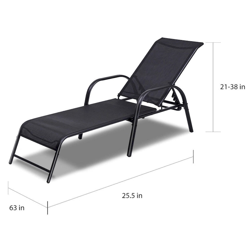 Set of 2 Outdoor Patio Lounge Chair Adjustable Chaise Recliner
