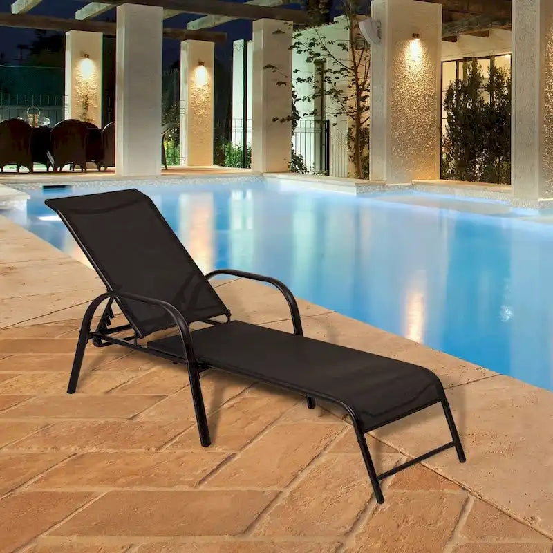 Set of 2 Outdoor Patio Lounge Chair Adjustable Chaise Recliner