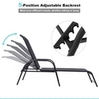 Set of 2 Outdoor Patio Lounge Chair Adjustable Chaise Recliner