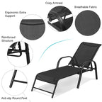 Set of 2 Outdoor Patio Lounge Chair Adjustable Chaise Recliner
