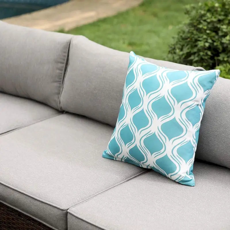 COSIEST 4-Piece Outdoor Patio Funiture Wicker Setional Set with Metal Fire Table