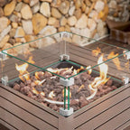 COSIEST 4-Piece Outdoor Patio Funiture Wicker Setional Set with Metal Fire Table