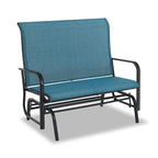2 Seats Patio Glider Bench with 42 High Backrest Comfortable Sling Fabric & Powder Coated Steel Frame, Peacock Blue