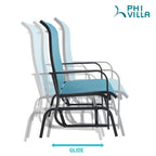 2 Seats Patio Glider Bench with 42 High Backrest Comfortable Sling Fabric & Powder Coated Steel Frame, Peacock Blue