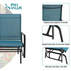2 Seats Patio Glider Bench with 42 High Backrest Comfortable Sling Fabric & Powder Coated Steel Frame, Peacock Blue
