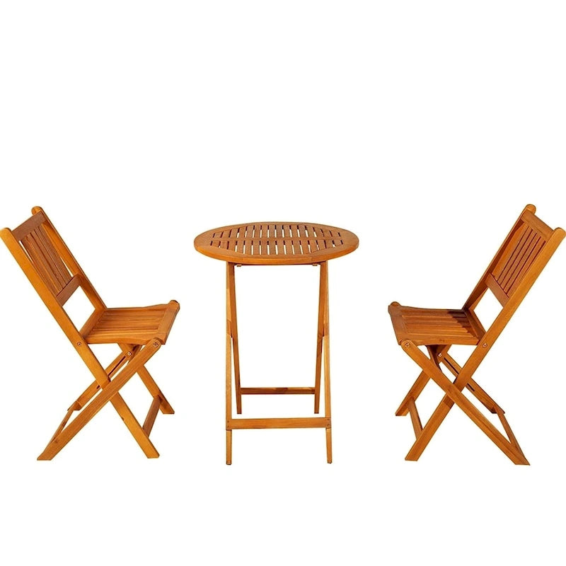 Outsunny 3 Piece Folding Acacia Wood Patio Bistro Set