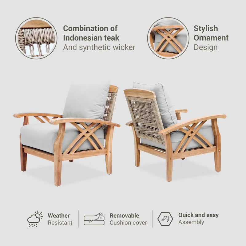 Cambridge Casual Carmel Teak Patio Club Chair with Cushion