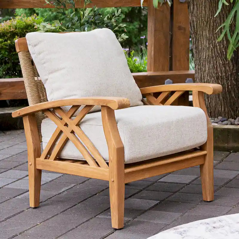 Cambridge Casual Carmel Teak Patio Club Chair with Cushion