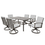 EGEIROS LIFE AluLux 7-Piece Aluminum Patio Dining Set with 6 Swivel Dining Chairs and Washable Cushions