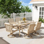 EGEIROS LIFE AluLux 7-Piece Aluminum Patio Dining Set with 6 Swivel Dining Chairs and Washable Cushions
