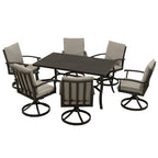 EGEIROS LIFE AluLux 7-Piece Aluminum Patio Dining Set with 6 Swivel Dining Chairs and Washable Cushions