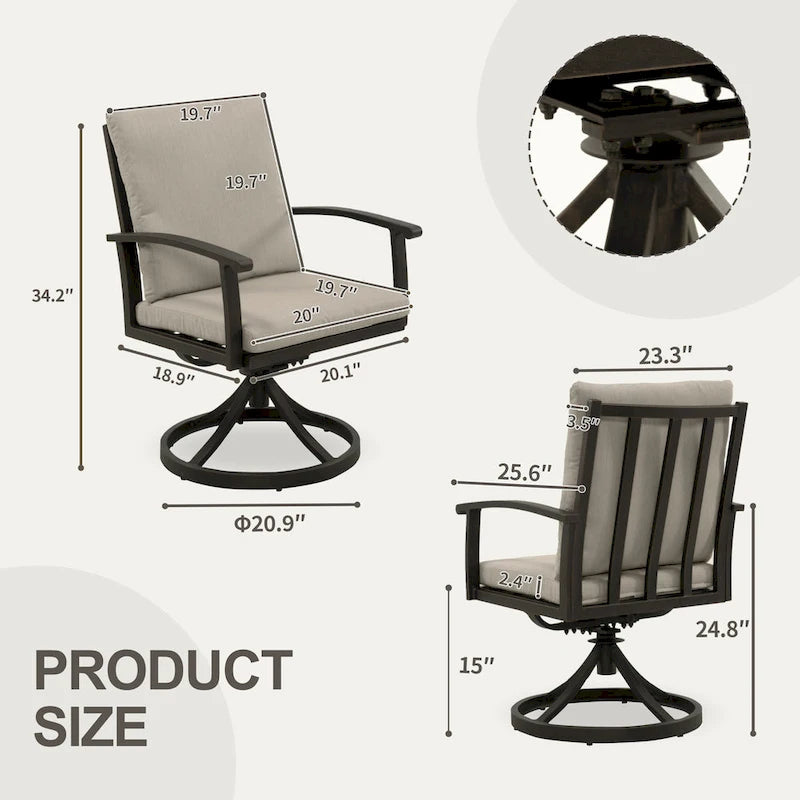 EGEIROS LIFE AluLux 7-Piece Aluminum Patio Dining Set with 6 Swivel Dining Chairs and Washable Cushions