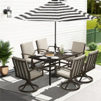 EGEIROS LIFE AluLux 7-Piece Aluminum Patio Dining Set with 6 Swivel Dining Chairs and Washable Cushions