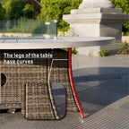 9 Pieces Outdoor Wicker Gas Fire Pit Dining Set Round Table with Chairs