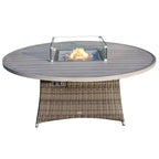 9 Pieces Outdoor Wicker Gas Fire Pit Dining Set Round Table with Chairs
