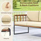 4 PCS Outdoor Furniture Set Wood Outdoor Sofa Set W/ Soft Cushions