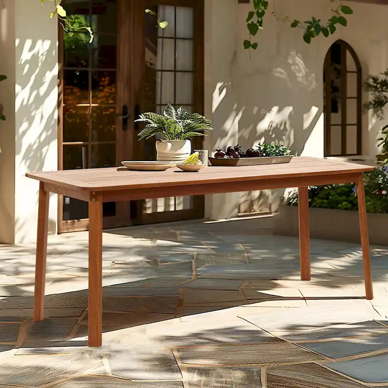 6-Person 70.5 Wide Outdoor Wooden Rectangular Dining Table – Dallas ...