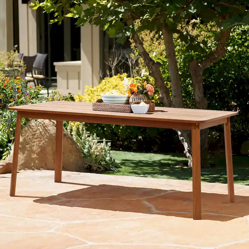 6-Person 70.5 Wide Outdoor Wooden Rectangular Dining Table