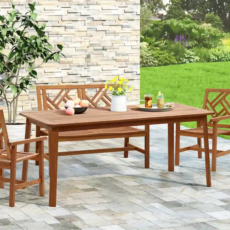 6-Person 70.5 Wide Outdoor Wooden Rectangular Dining Table