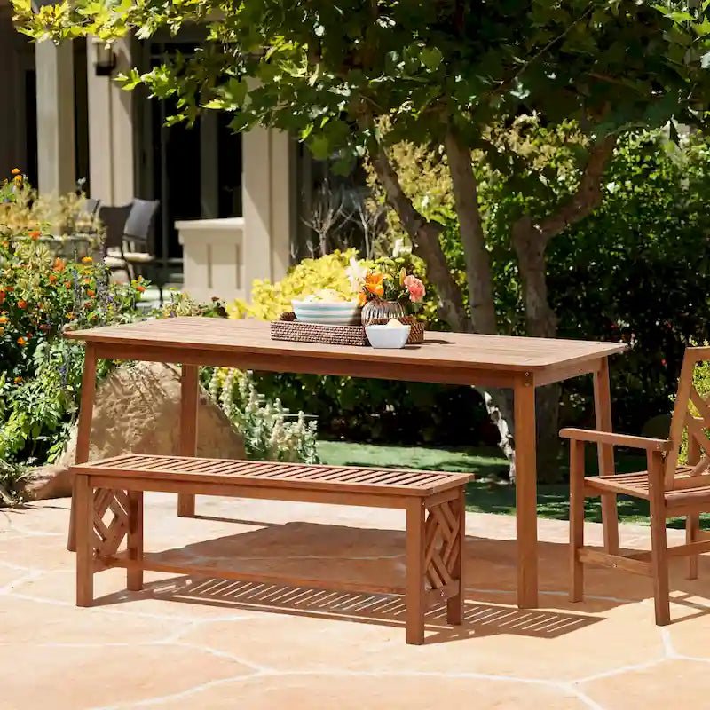 6-Person 70.5 Wide Outdoor Wooden Rectangular Dining Table
