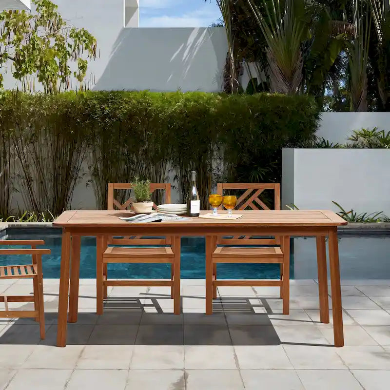 6-Person 70.5 Wide Outdoor Wooden Rectangular Dining Table