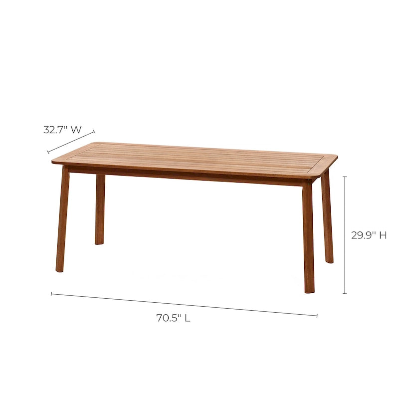 6-Person 70.5 Wide Outdoor Wooden Rectangular Dining Table