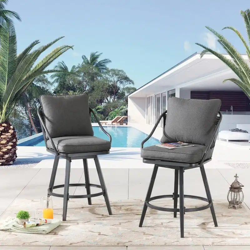 Patio Festival 11-Piece Patio Bar Height Dining Set with Grey Cushions