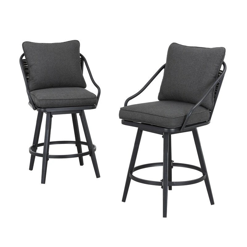 Patio Festival 11-Piece Patio Bar Height Dining Set with Grey Cushions