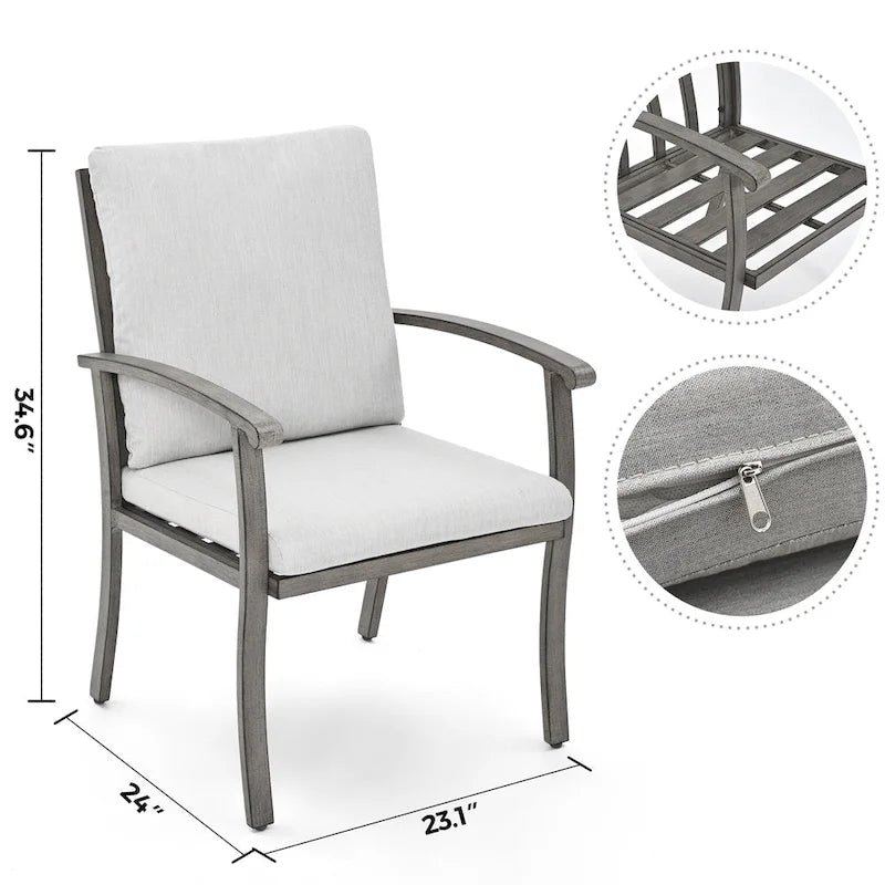 EGEIROS LIFE AluLux 7-Piece Aluminum Patio Dining Set with Washable Cushions