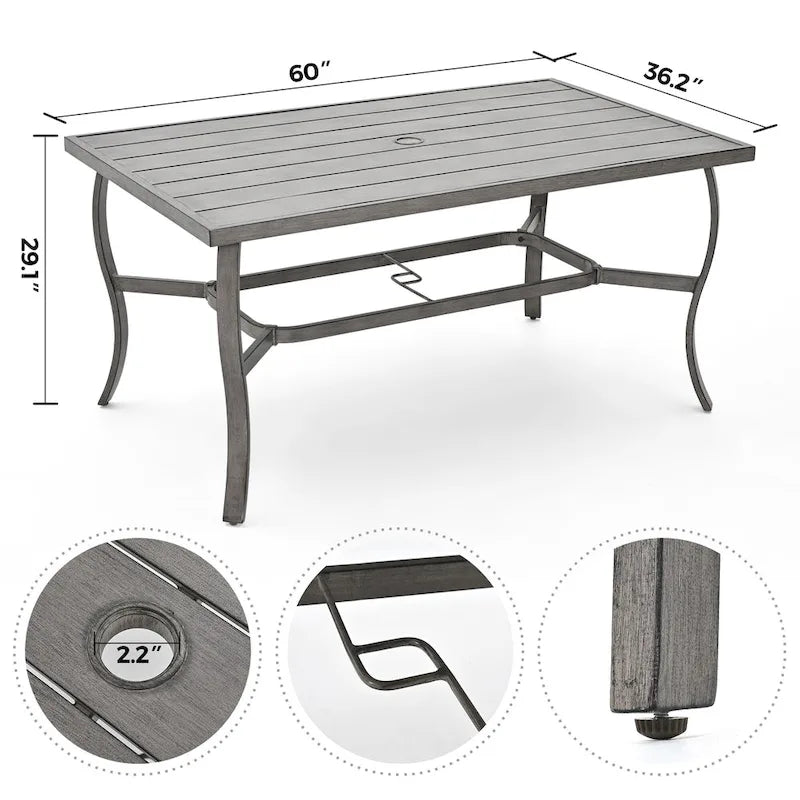 EGEIROS LIFE AluLux 7-Piece Aluminum Patio Dining Set with Washable Cushions