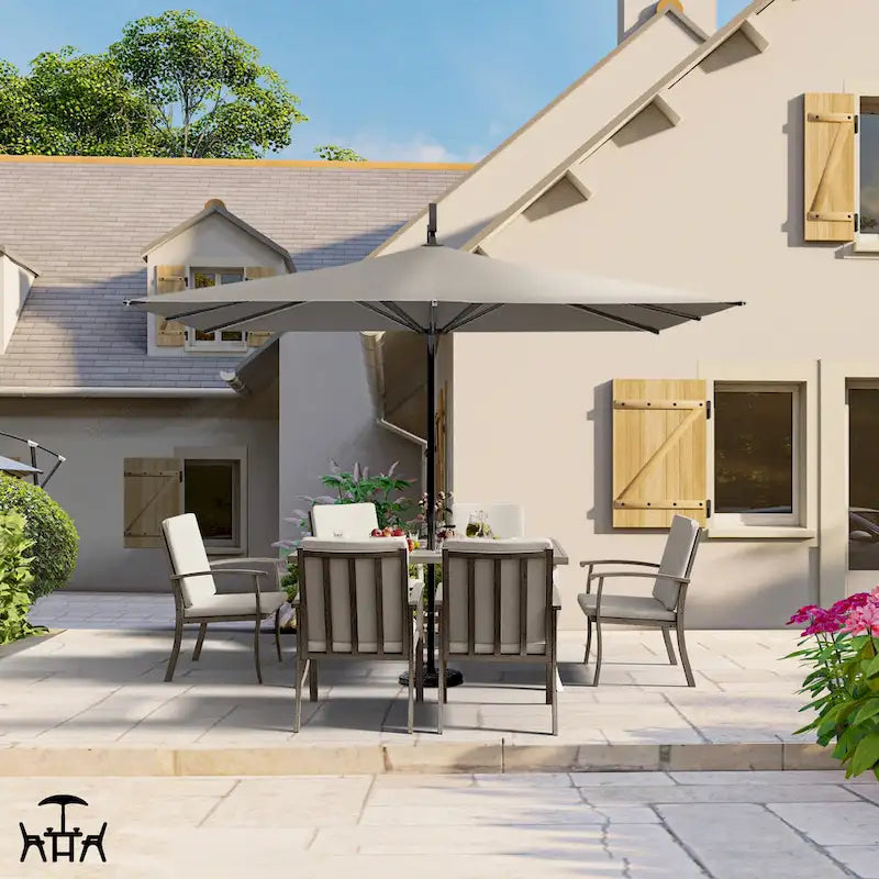 EGEIROS LIFE AluLux 7-Piece Aluminum Patio Dining Set with Washable Cushions