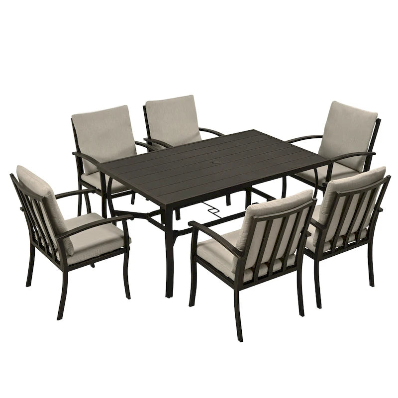 EGEIROS LIFE AluLux 7-Piece Aluminum Patio Dining Set with Washable Cushions