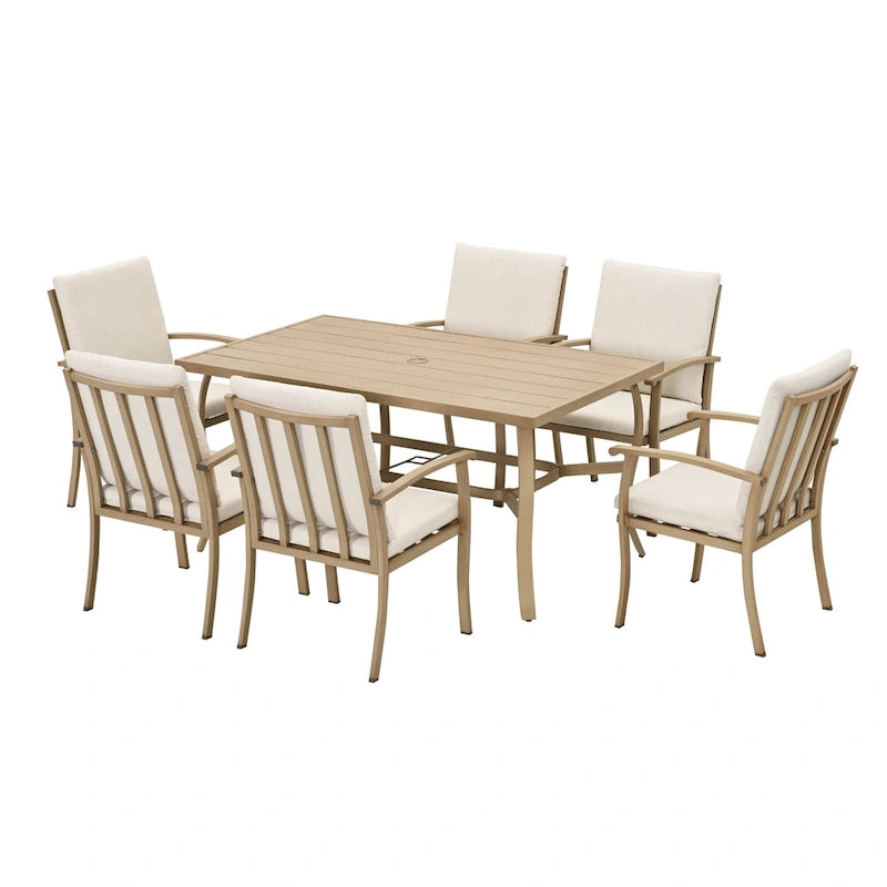 EGEIROS LIFE AluLux 7-Piece Aluminum Patio Dining Set with Washable Cushions