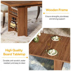 Farmhouse Dining Table for 6, 63-Inch Rectangular Wooden Kitchen Table with Storage