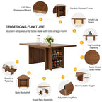 Farmhouse Dining Table for 6, 63-Inch Rectangular Wooden Kitchen Table with Storage