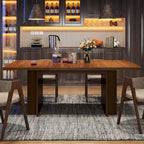 Farmhouse Dining Table for 6, 63-Inch Rectangular Wooden Kitchen Table with Storage