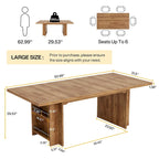 Farmhouse Dining Table for 6, 63-Inch Rectangular Wooden Kitchen Table with Storage