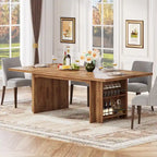 Farmhouse Dining Table for 6, 63-Inch Rectangular Wooden Kitchen Table with Storage