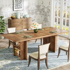 Farmhouse Dining Table for 6, 63-Inch Rectangular Wooden Kitchen Table with Storage