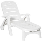 Outsunny Outdoor Folding Chaise Lounge Chair on Wheels, Patio Sun Lounger Recliner & 5-Position Backrest for Garden, Beach, Pool