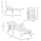 Outsunny Outdoor Folding Chaise Lounge Chair on Wheels, Patio Sun Lounger Recliner & 5-Position Backrest for Garden, Beach, Pool