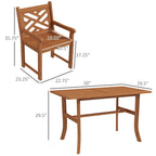 Outsunny Outdoor Patio Dining Set, 4 Seater Wood Dining Table and Chairs for Backyard, Conservatory, Garden, Poolside