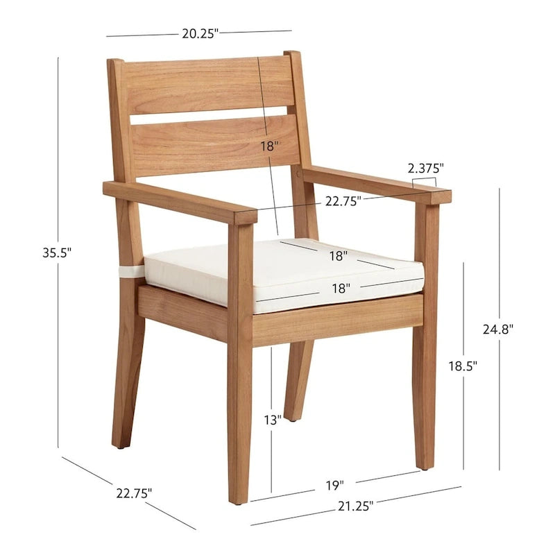 Clermont Outdoor Natural Teak Dining Arm Chair